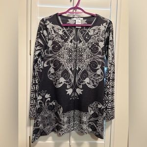 Unique design grey black studs flared bottom